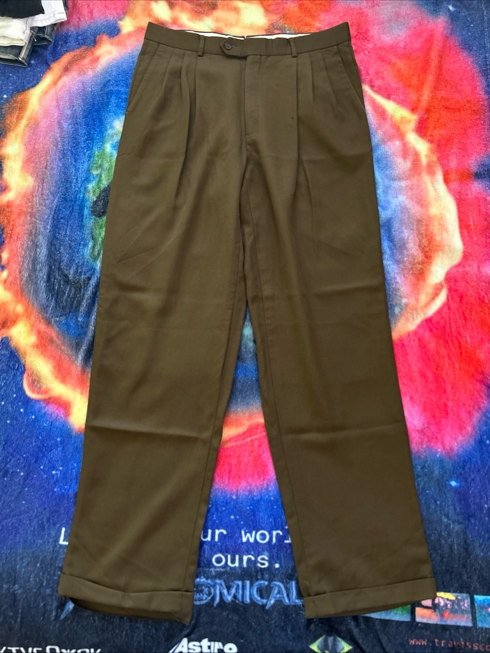 Givenchy Olive Brown Pleated Dress Pants